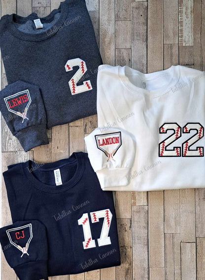 Baseball Number Sweatshirt with sleeve design