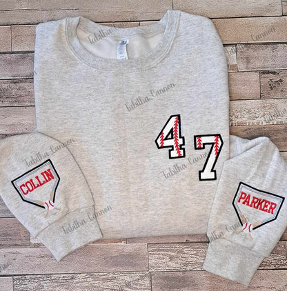 Baseball Number Sweatshirt with sleeve design