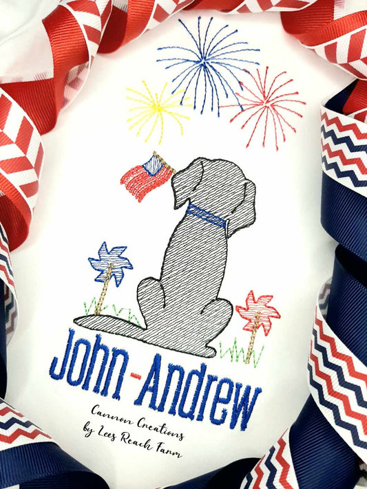 Firework watching pup T-shirt