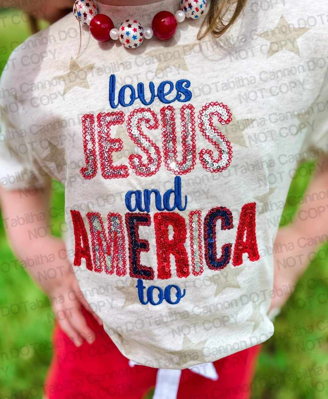 Kids Jesus and America Sequins shirt