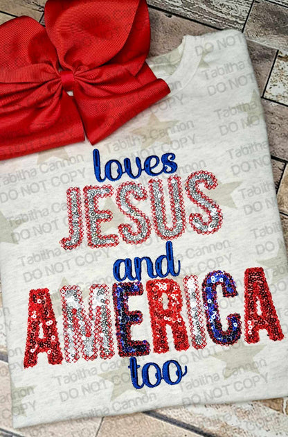 Kids Jesus and America Sequins shirt