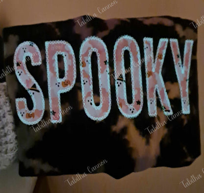 Halloween word/name shirt (glow in the dark thread)