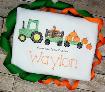 Sketch Tractor Pumpkins shirt