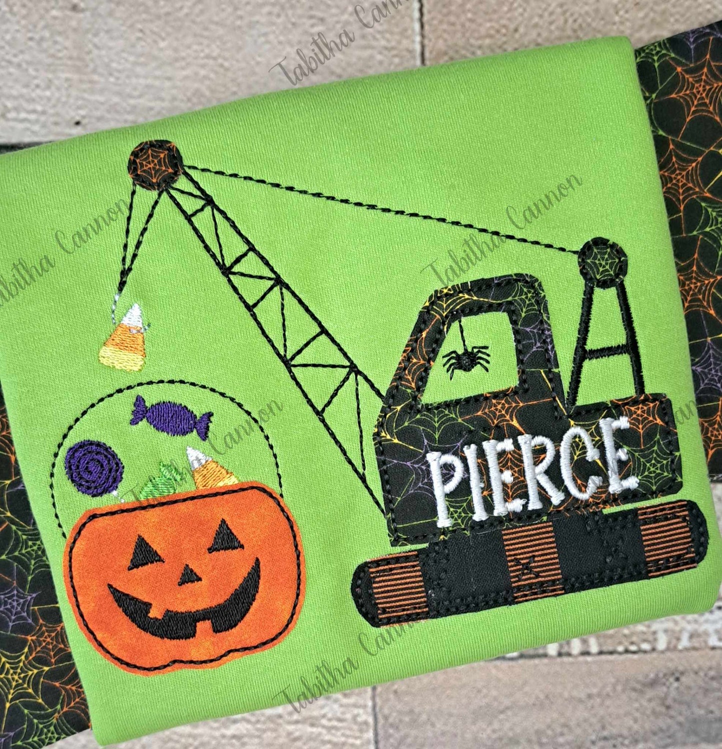 Trick or Treat Crane Shirt (glow in the dark thread)