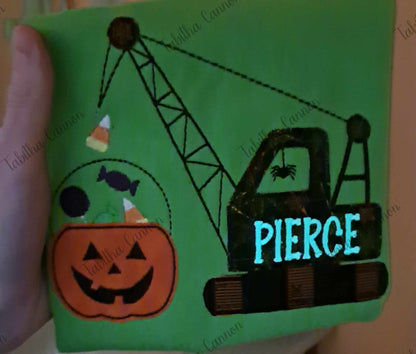 Trick or Treat Crane Shirt (glow in the dark thread)