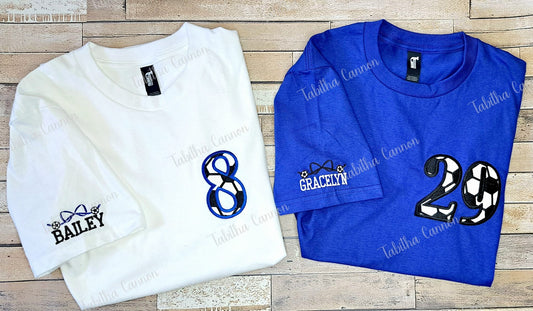 Soccer Number T-shirt with sleeve design