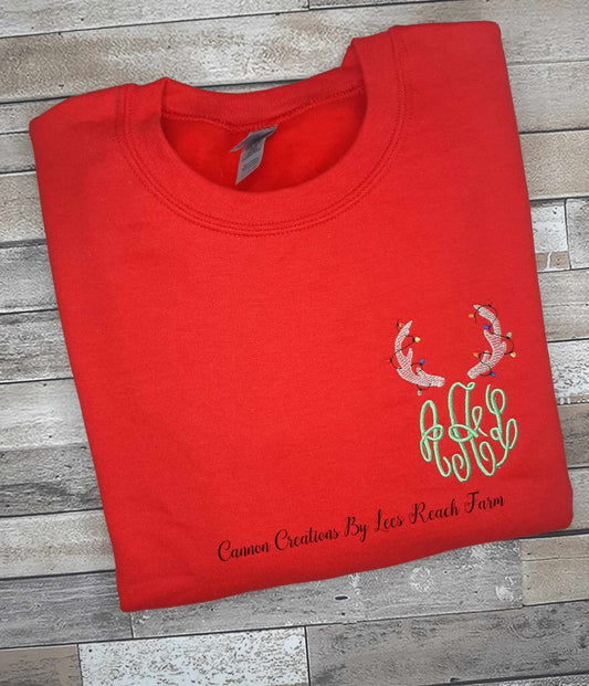 Monogram Christmas Antlers Sweatshirt (Youth & adult sizes)