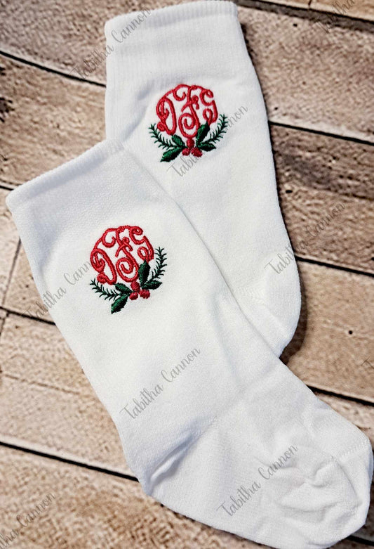 Monogrammed Holly Socks