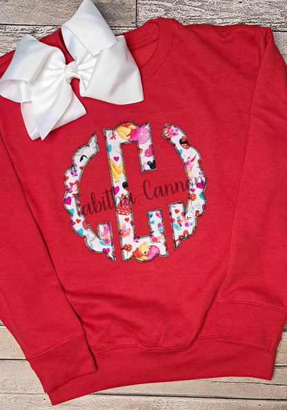 Valentine Monogram Sweatshirt/Romper